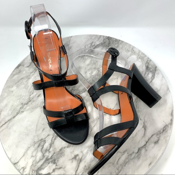 Via Spiga Ruslana Open Toe Black Minimalist Sandal 8 Summer Cocktail Resort Chic - Picture 14 of 16